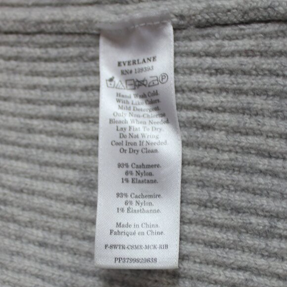 Everlane 93% Cashmere Mock neck Sweater Women's Gray Ribbed Balloon Sleeve XS - Picture 6 of 7